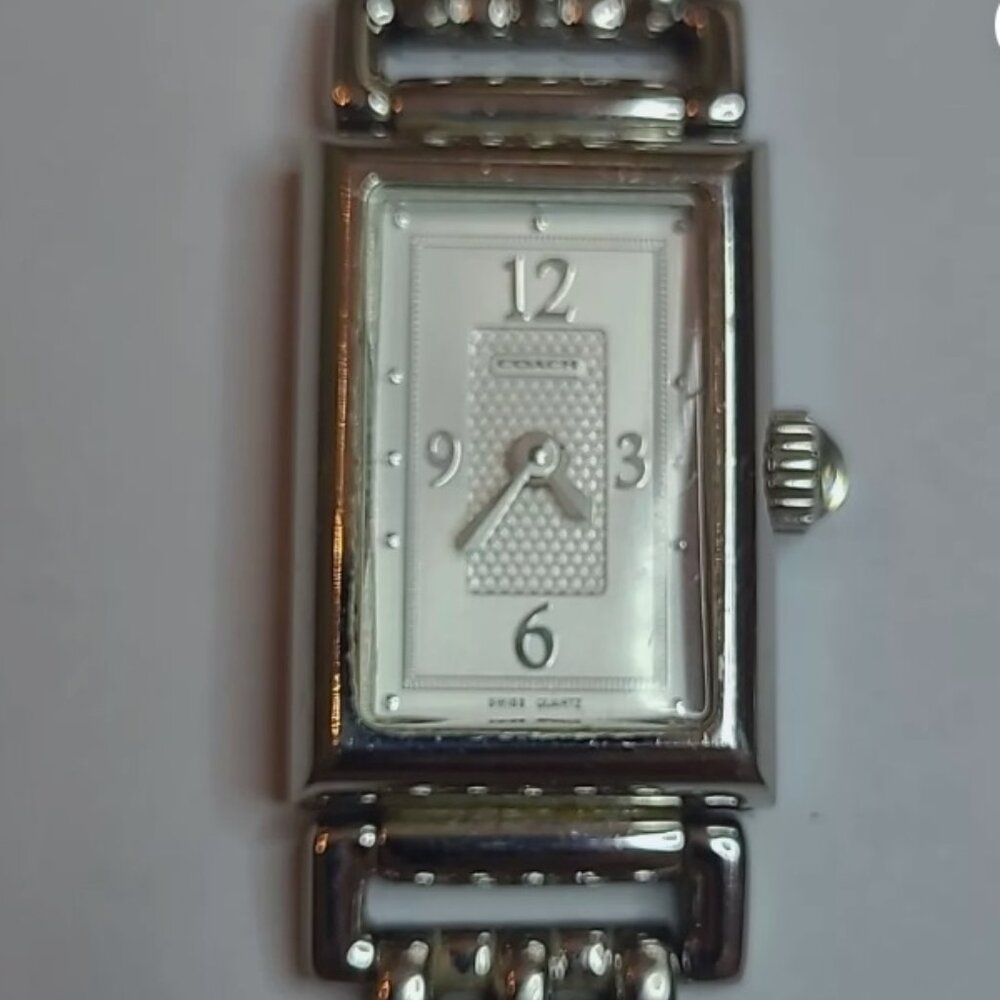 Ladies $295 Coach 0820 Madison Tank Stainless Steel Swiss Mvmt Watch